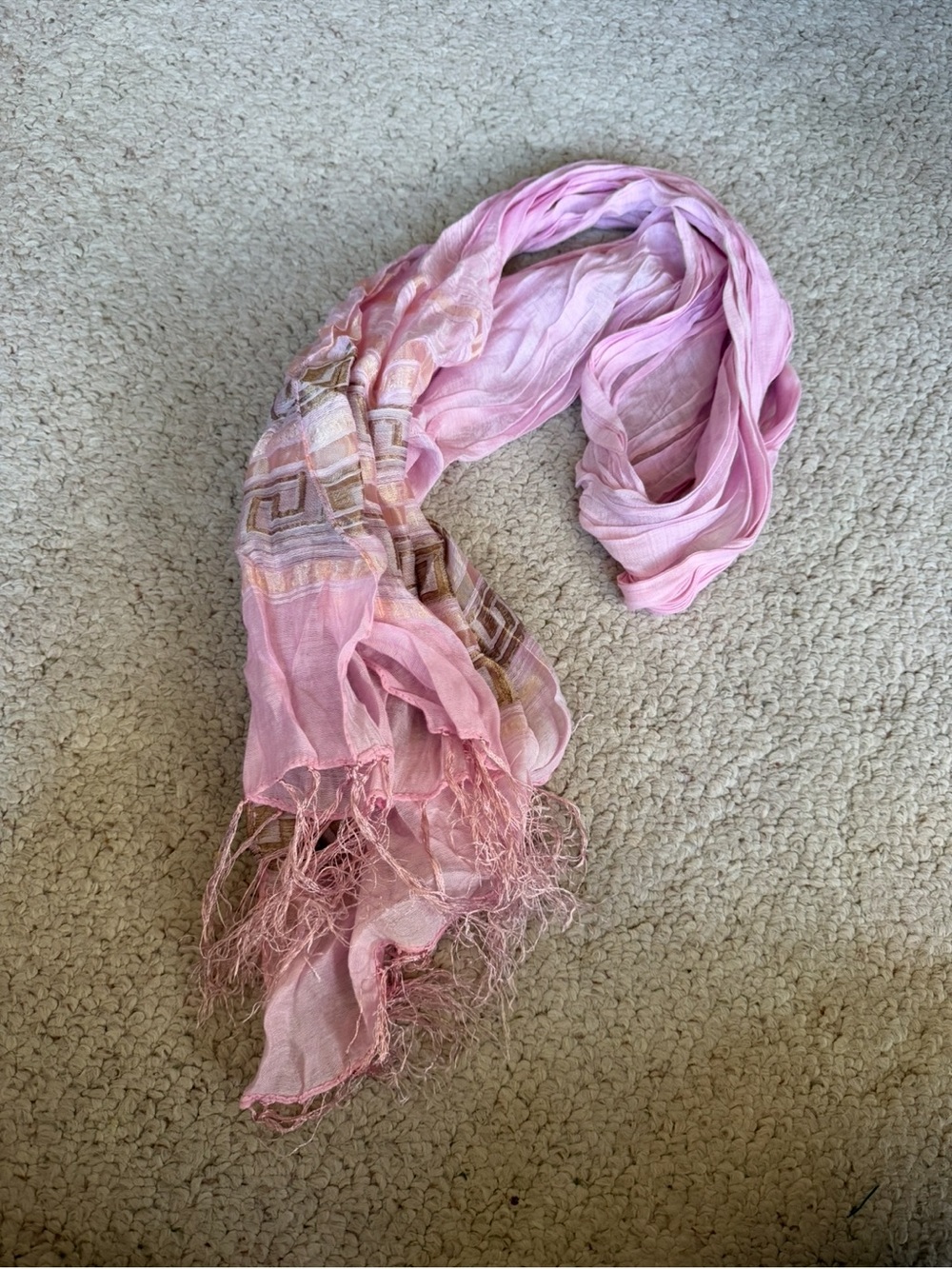 Light Pink Fringe Scarf - from Greece - Picture 3 of 4